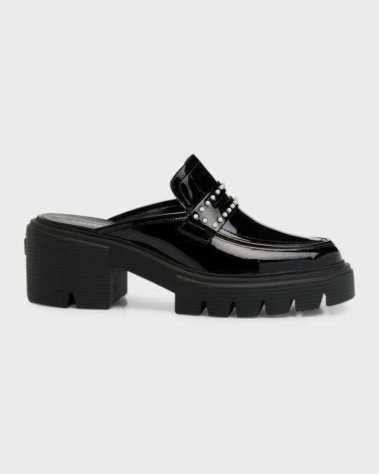 Stuart Weitzman Soho Patent Pearly Penny Loafer Mules  display picture 3