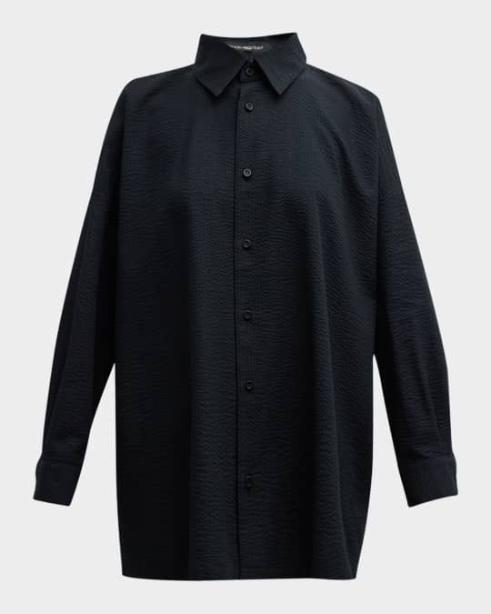 Wide A-Line Shirt with Collar (Long)