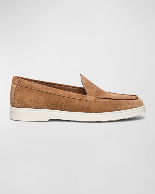 Santoni Yalta Suede Boat Loafers Neiman Marcus