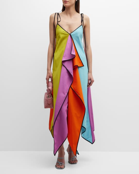 CHRISTOPHER JOHN ROGERS Colorblock Draped Maxi Dress with