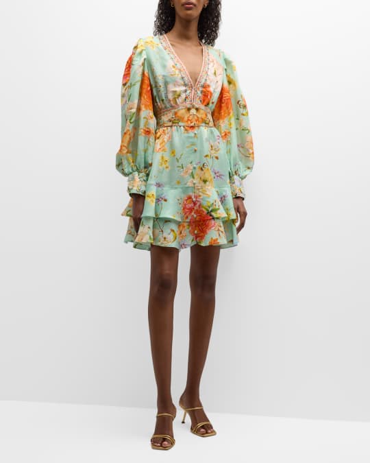 camilla silk mini dress Camilla Talk the Walk Silk Button-Front Frill Mini Dress