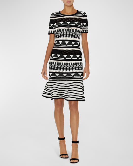Geo jacquard knit wrap dress hot sale