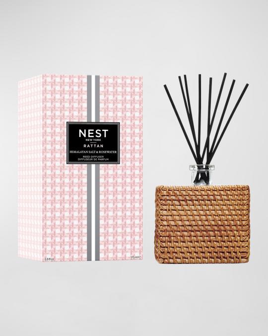 NEST New York Rattan Himalayan Salt and Rosewater Reed Diffuser, 5.9 oz ...