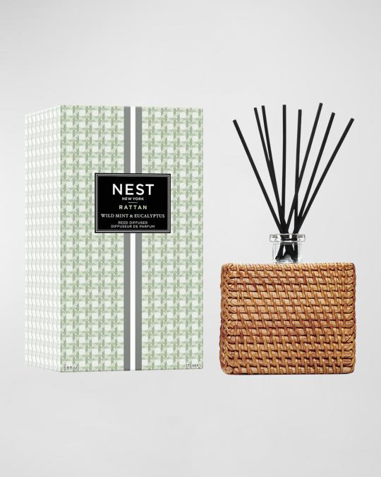 NEST New York Rattan Wild Mint and Eucalyptus Reed Diffuser, 5.9 oz ...