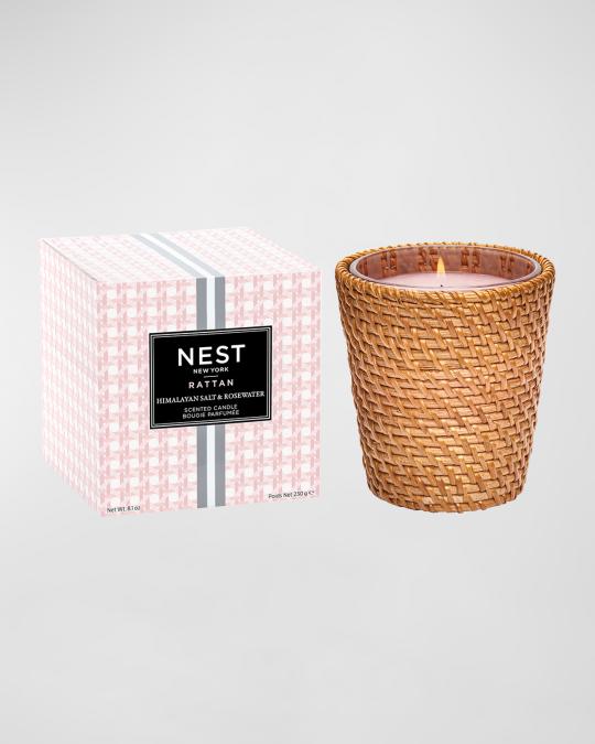 NEST New York Rattan Himalayan Salt and Rosewater Classic Candle, 8.1 ...