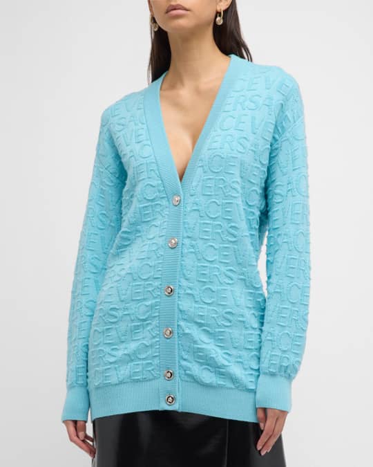 Versace x Dua Lipa Versace Allover Towel Cardigan | Neiman Marcus