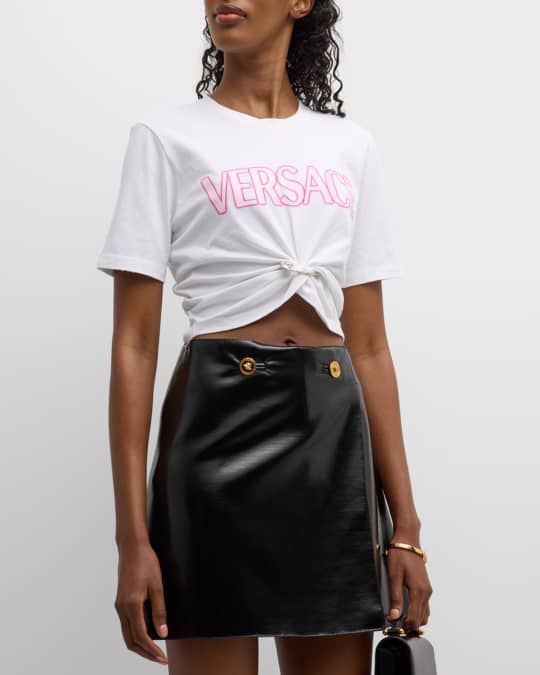La Vacanza Pin Tucked Jersey T Shirt with Logo Print