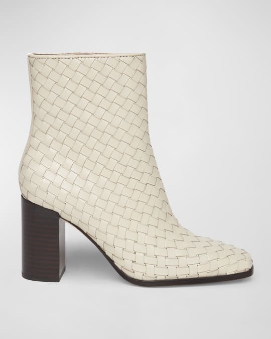 PAIGE Frances Woven Leather Ankle Booties | Neiman Marcus