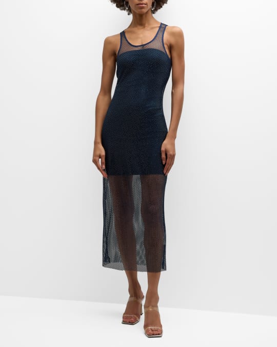 mesh panel maxi dress Léana Black Mesh Panel Ruched Maxi Dress, M / Black