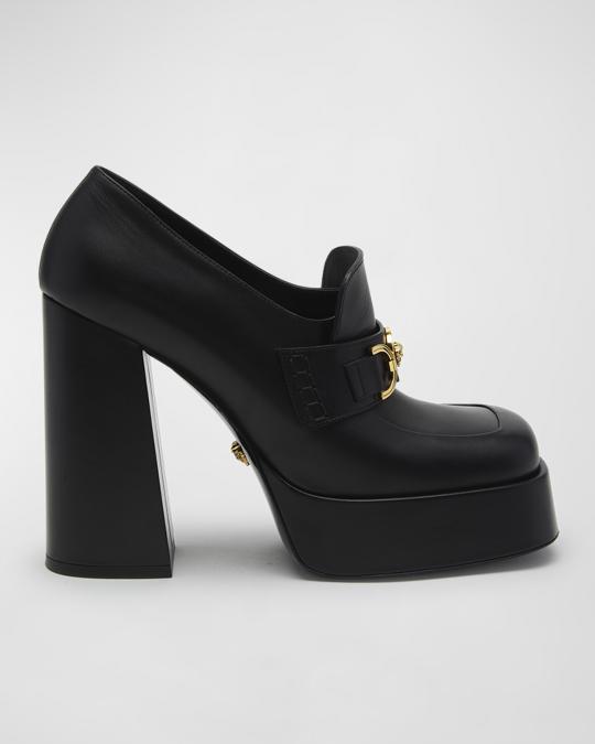 VERSACE  Medusa Chain  Loafers Versace Black Leather Medusa Chain Loafers Versace main image 3