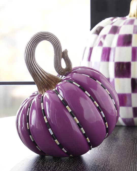 MacKenzieChilds Halloween Plum Piped Pumpkin Neiman Marcus
