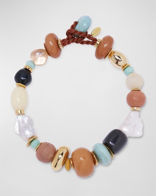 Lizzie Fortunato Monument Beaded Collar Necklace Neiman Marcus