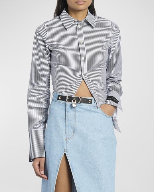JW Anderson Striped Shrunken Collared Shirt | Neiman Marcus
