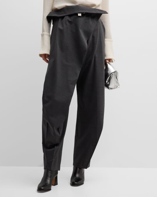 JW Anderson Draped Fold Over Trousers with Padlock Strap | Neiman