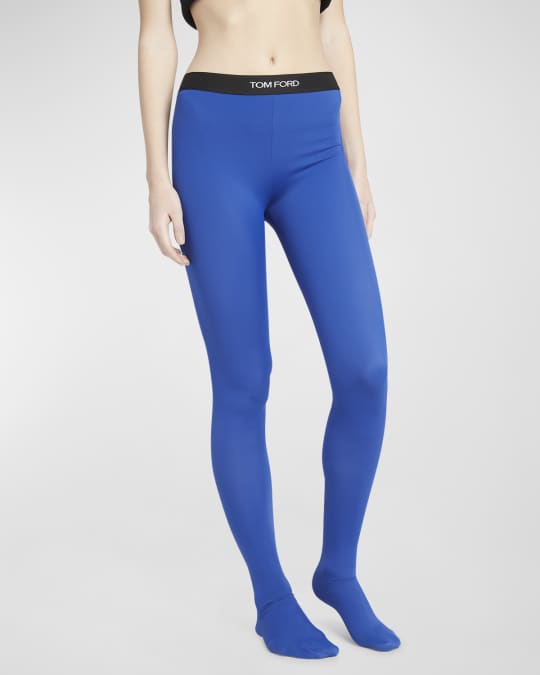 Glossy Jersey Footed Leggings with Logo Band