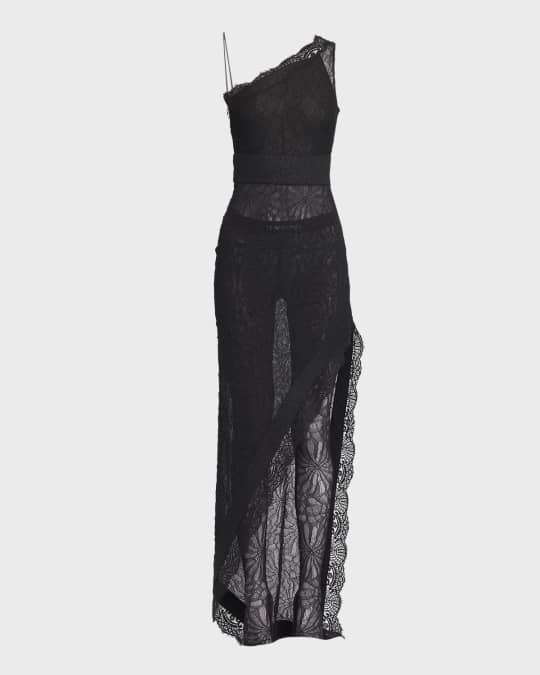 TOM FORD Intertwining Rose Chantilly Lace One Shoulder Gown Neiman Marcus