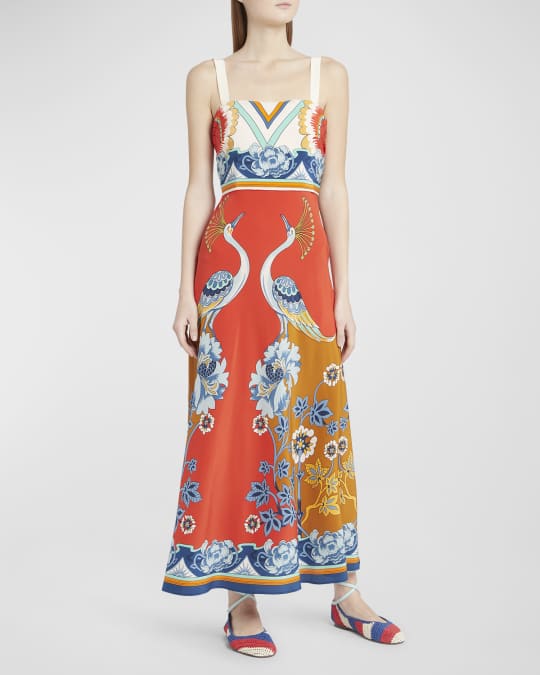 knee length dresses for ladies Safia Dress - Santorini Blue Cadiz Foulard