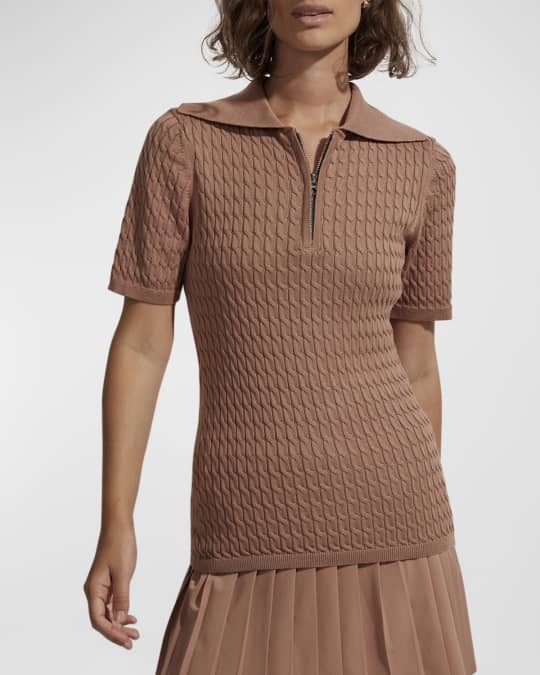 Varley Lillian Off Court Cable Knit Polo Neiman Marcus