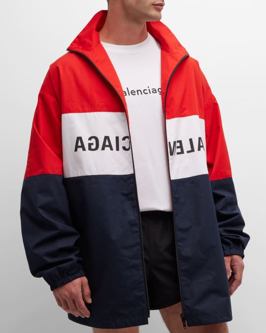 Balenciaga Men s Mirror Balenciaga Logo Zip Up Jacket Neiman Marcus