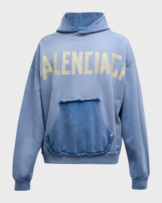 Balenciaga Men's Tape Type Ripped Pocket Hoodie Large Fit | Neiman