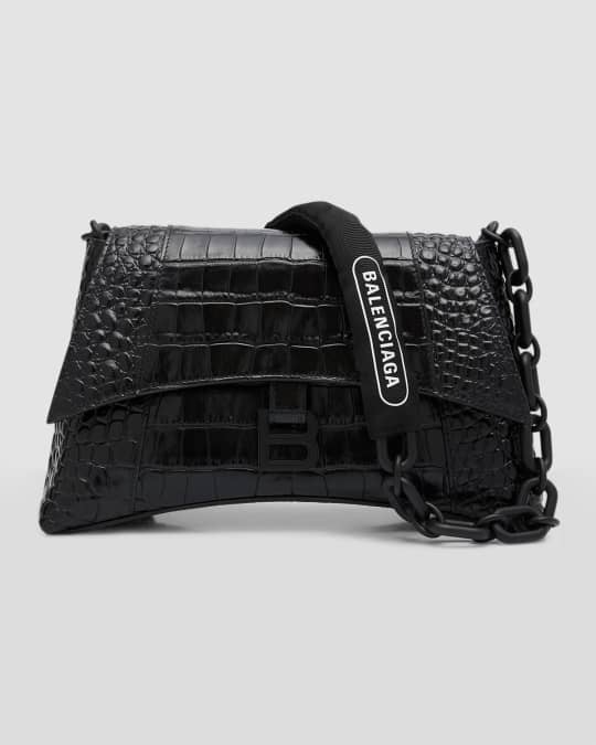 Downtown Small Shoulder Bag With Chain Crocodile Embossed