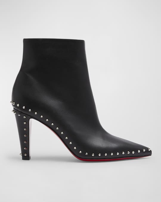 Christian Louboutin Vidura Spike Red Sole Leather Booties Neiman