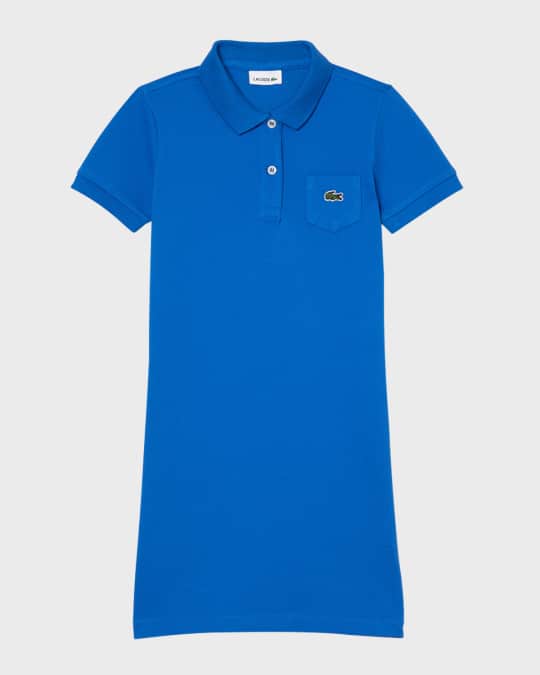 Girl's Embroidered Crocodile Pique Polo Dress, Size 2-8