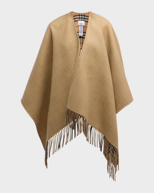 Burberry Charlotte Check Wool Cape Neiman Marcus