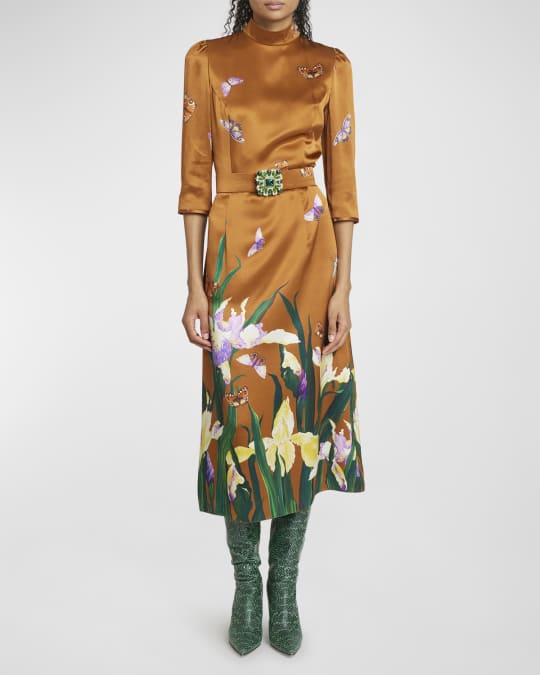 andrew gn midi dress Andrew Gn Crystal-Belted Asymmetric Midi Dress