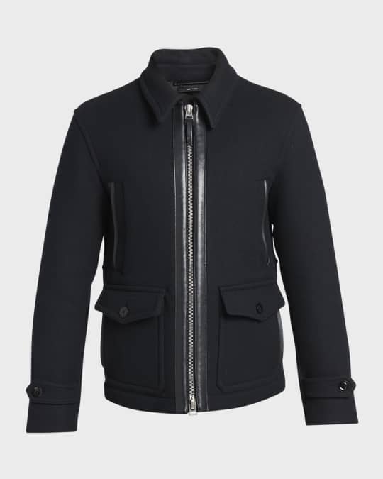 TOM FORD Men's Wool Full-Zip Blouson Jacket | Neiman Marcus