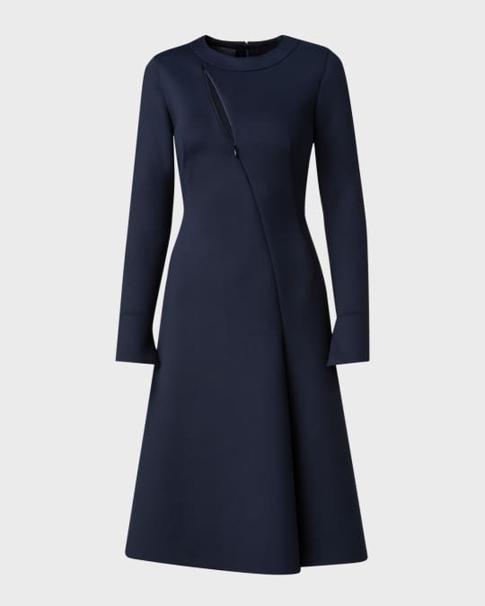 Akris Neoprene Midi Dress with Front Zip Detail Neiman Marcus