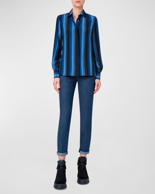 striped button front tunic main image 1