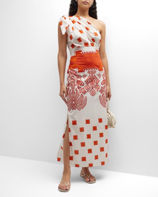 johanna ortiz one shoulder dress Johanna Ortiz Salsero One-Shoulder Draped Midi Dress
