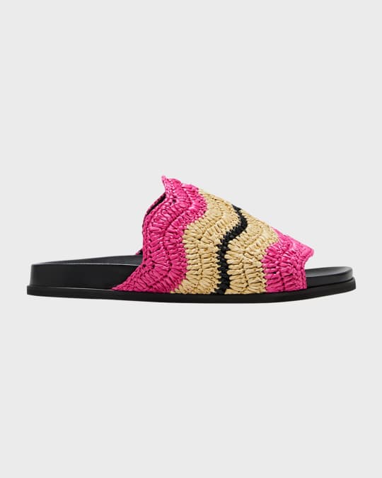 Marni Colorblock Woven Slide Sandals | Neiman Marcus