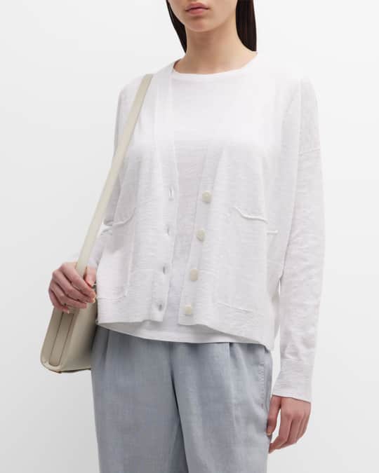 Cotton-Linen Button-Front Cardigan