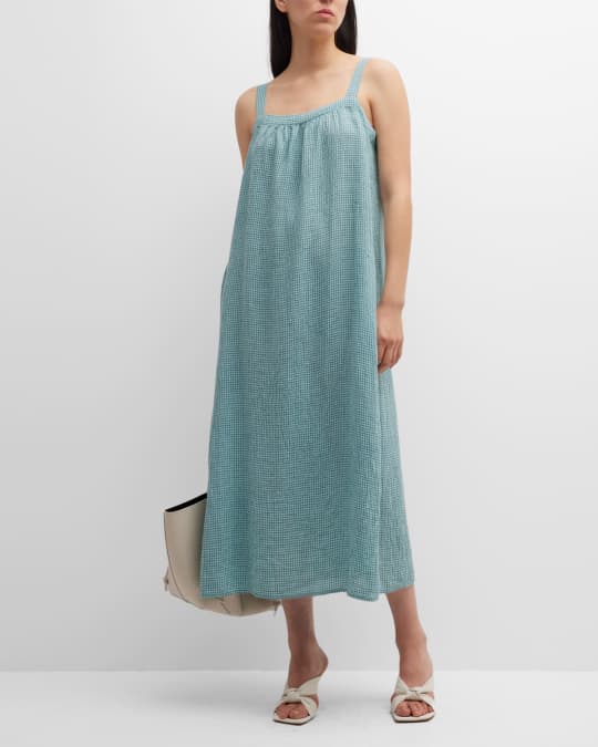 eileen fisher sleeveless midi dress EILEEN FISHER Organic-Linen Sheen Midi Dress