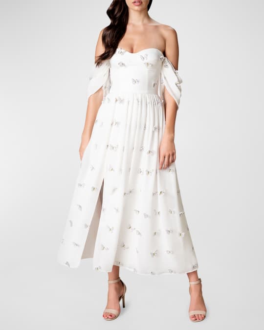 strapless open back dress Katie Pleated Midi Skirt — Black Linen Blend