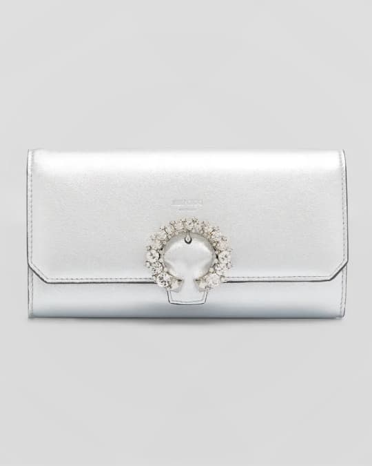 Jimmy Choo Madeline Mini Metallic Crystal Wallet with Chain