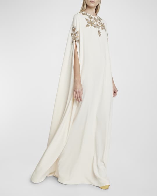 Crystal Embroidered Cady Kaftan Gown