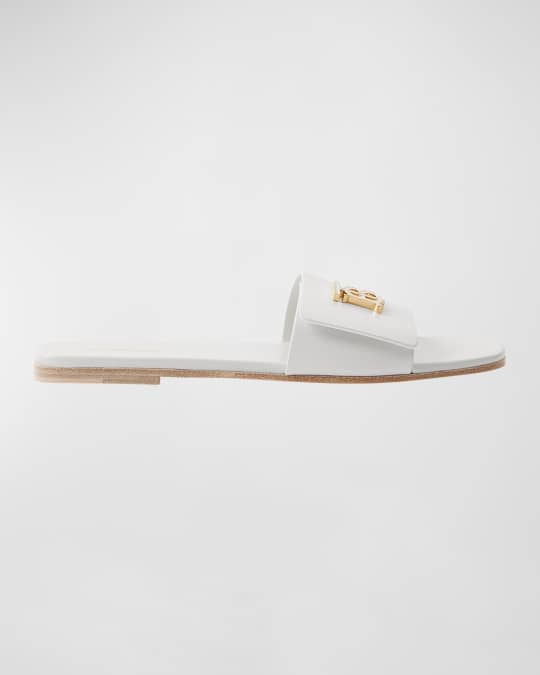 Burberry Sloane Leather Medallion Flat Sandals Neiman Marcus