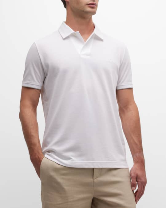 Loro Piana Men's V-Neck Polo Shirt | Neiman Marcus