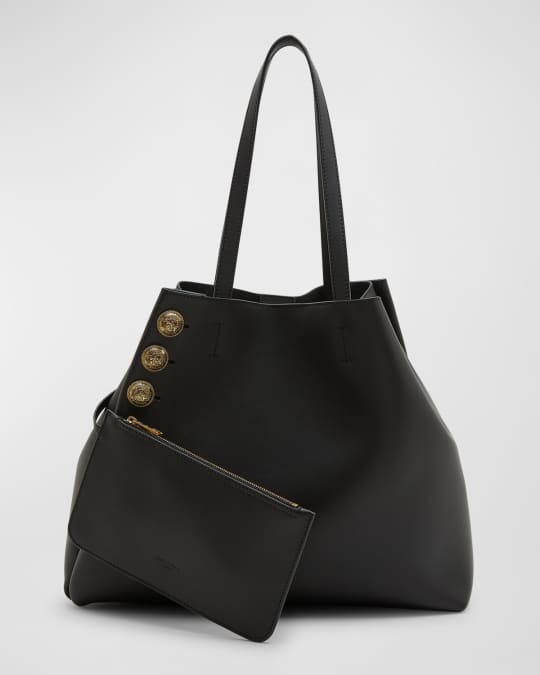 Embleme Shopper Tote Bag in Smooth Leather