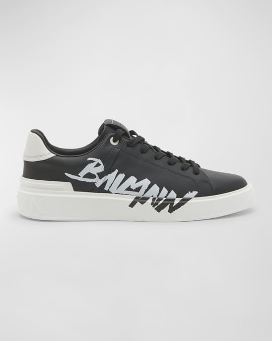 BALMAINバルマンB Court Logo Low Top Sneakersスニーカー B-Court logo leather low-top sneakers in white - Balmain