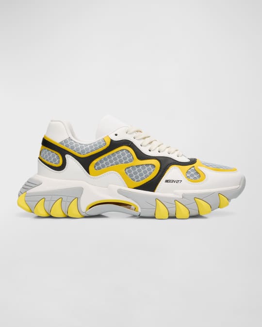 Balmain Men's B-East Leather and Mesh Runner Sneakers | Neiman Marcus