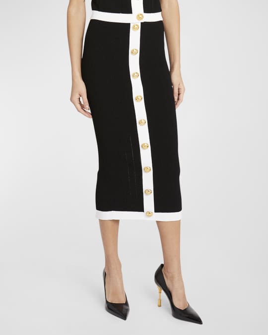 スカート BALMAIN BUTTONED MIDI SKIRT Balmain 2-Pockets Buttoned Rib Midi Skirt | Neiman Marcus