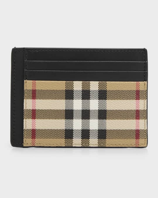 Men's Vintage Check Money Clip Card Holder