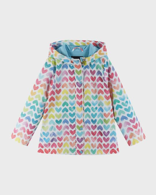 Toddler Girls Long Sleeve Rainbow Heart Print Puffer Jacket