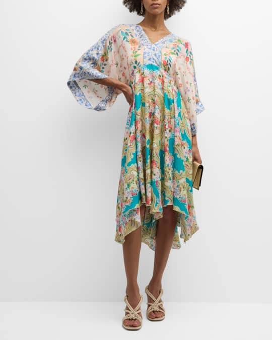 Johnny Was Rivoray Cyrene Floral Print Empire Midi Dress Neiman