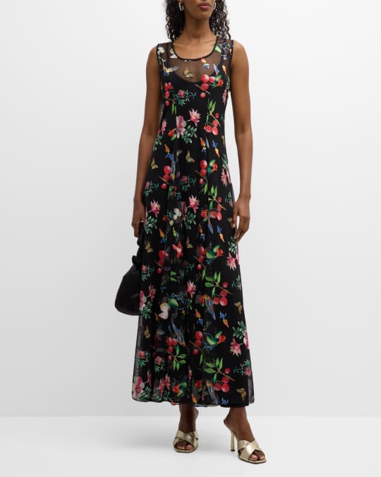 Johnny Was Emilda Embroidered Sleeveless Mesh Maxi Dress Neiman