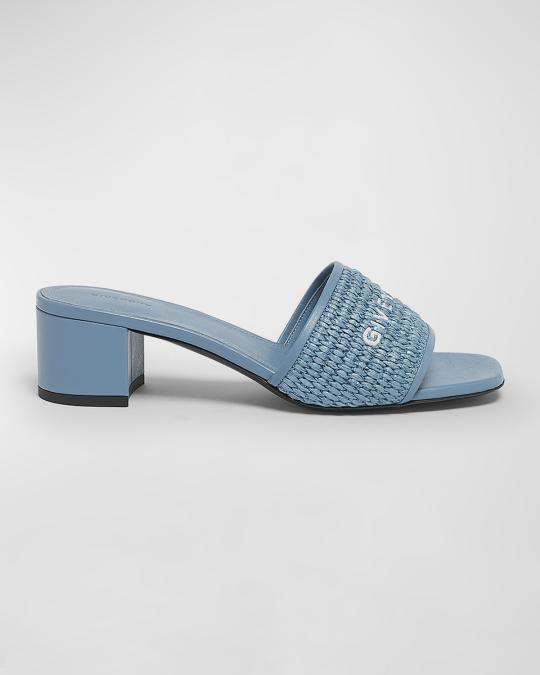 Givenchy 4G Embroidered Raffia Mule Sandals | Neiman Marcus